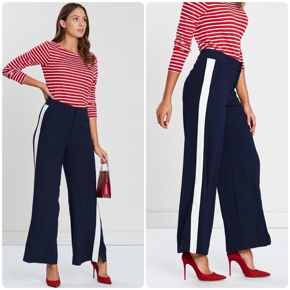 Banana Republic Women’s Navy w/ White Contrast High Rise Wide-Leg Pants Size 2